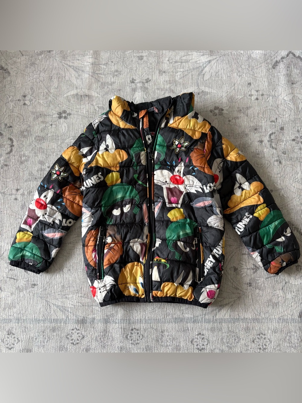 Looney Tunes Members Only Puffer Jacket Size 5 Cartoon AOP y2k inspired